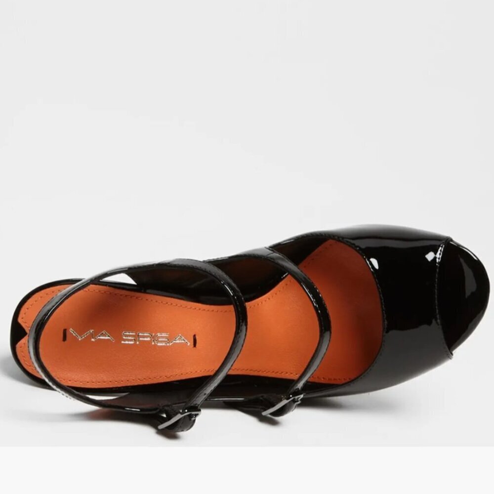 Via Spiga SZ8.5 Rosanne Black Patent Leather Mary Jane Heels Dressy Office Old $ - Picture 3 of 11